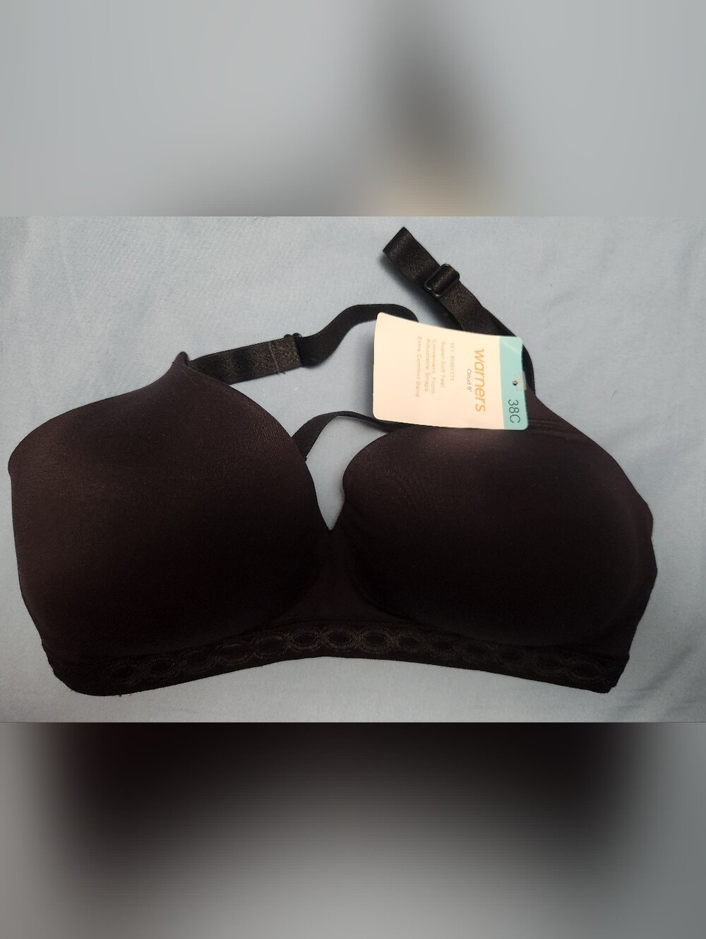 WARNER'S CLOUD 9, ALL YOU NEED BRA, 38C, LIGHTLY LINED, WIRELESS, BLACK